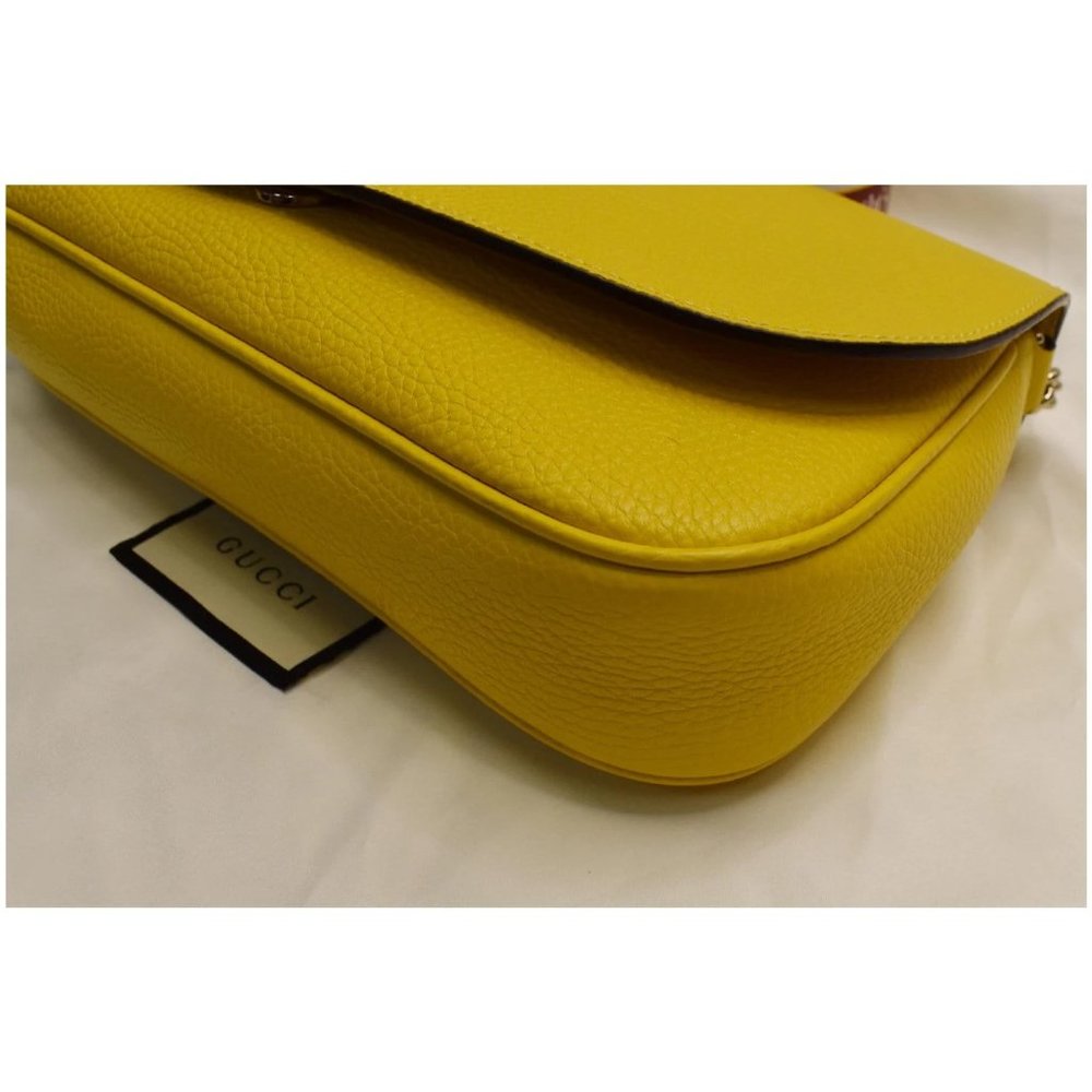 Gucci Soho Chain Flap Yellow Leather Shoulder Bag - Picture 8 of 12